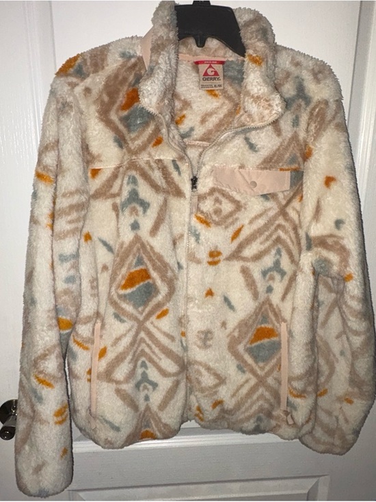 Gerry Weber Jackets & Blazers - Gerry Weber Cream Patterned Sherpa Jacket with Tan & Mustard Accents